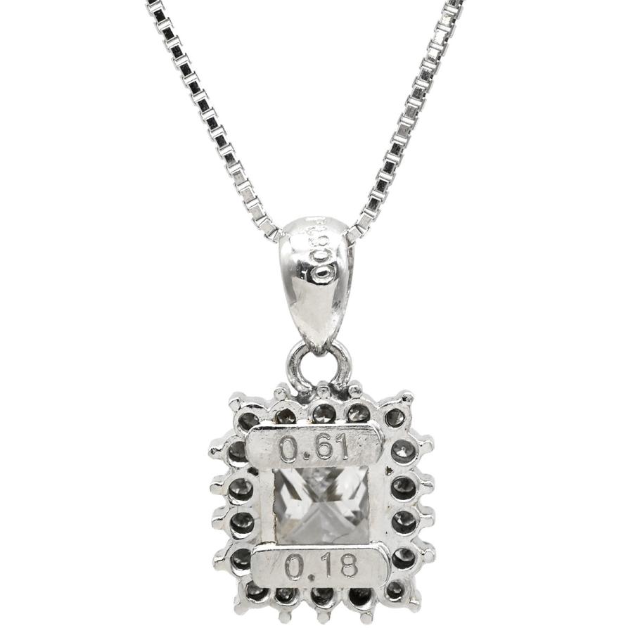 ネックレス ダイヤ 0.61ct ペンダント シルバー Pt WG 18KWG スクエア 