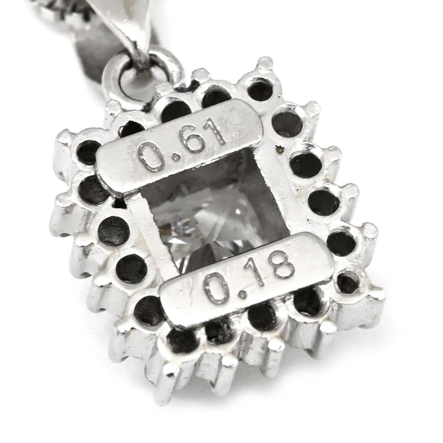 ネックレス ダイヤ 0.61ct ペンダント シルバー Pt WG 18KWG スクエア
