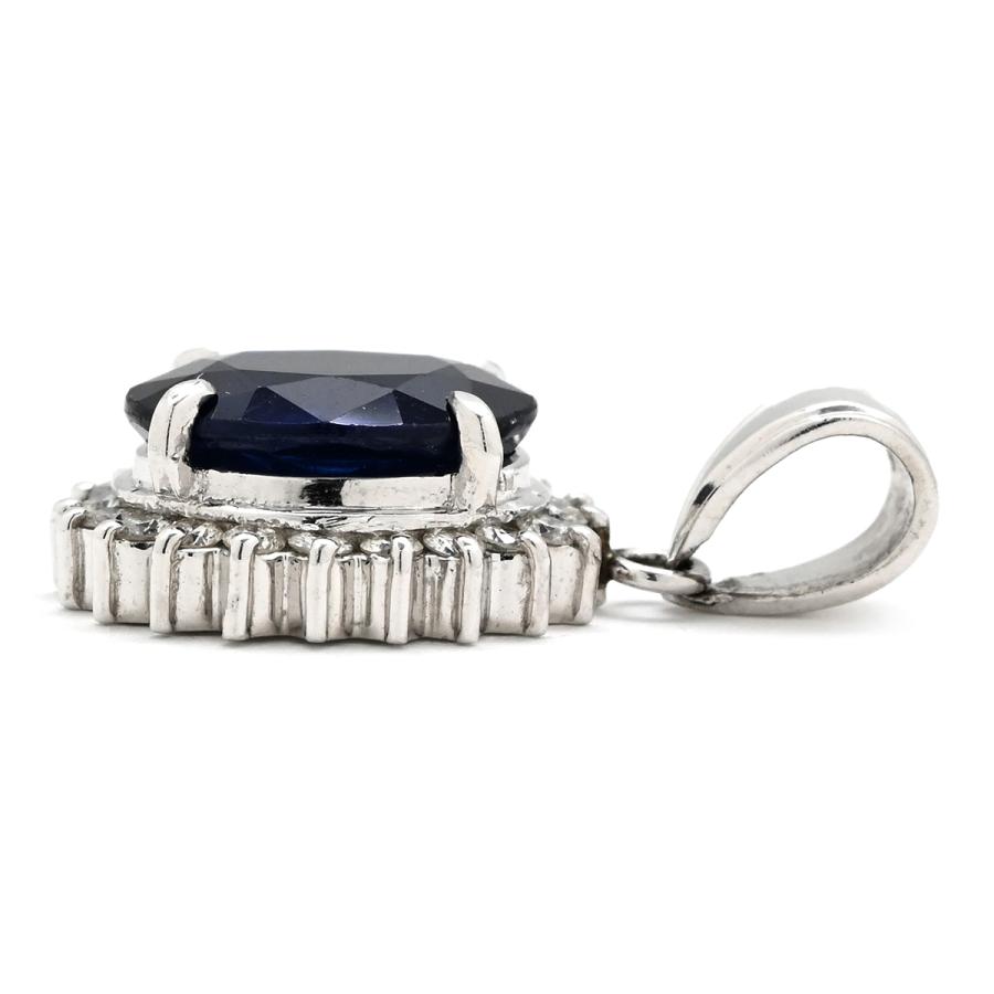 プラチナ900 天然サファイア　1,50ct ダイヤモンド　トップ ペンダントトップ サファイア 2.63ct ダイヤモンド ブルー ブルーX