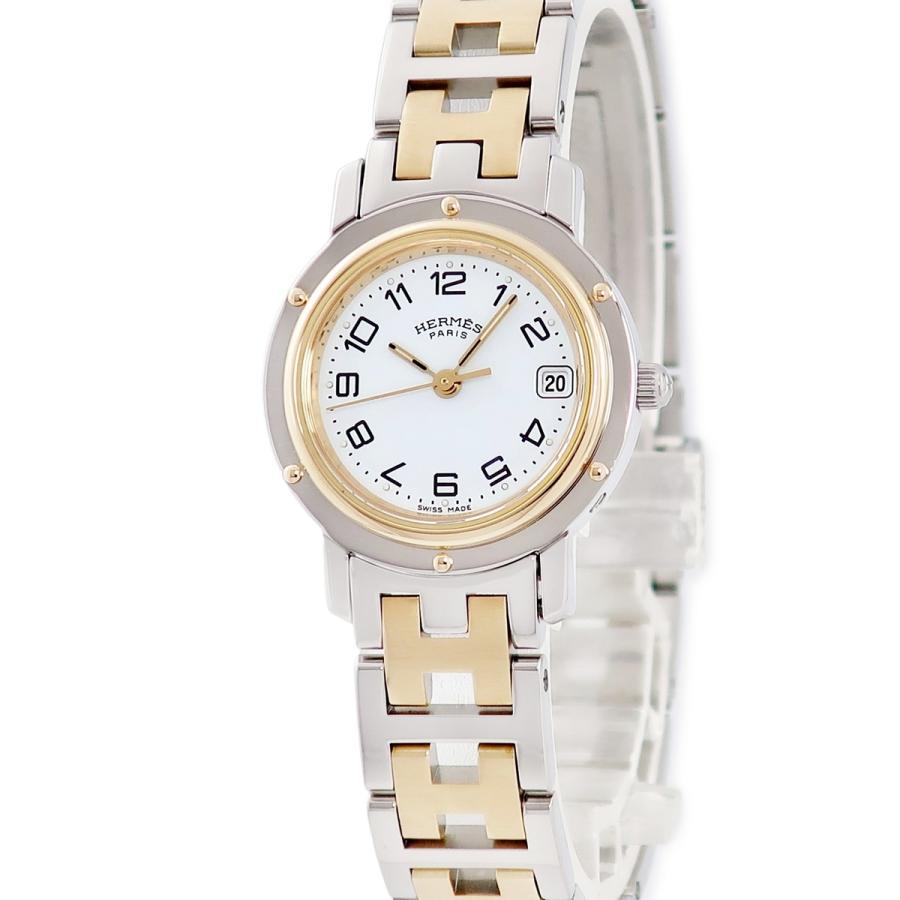 444☆極美品☆ HERMES エルメス CL4.220 レディース 純正箱 エルメス クリッパー CL4.220 アイボリー レディース 時計 【中古