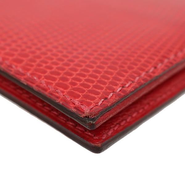 エルメス 長財布 ベアンクラシック リザード レッド ルージュヴィフ 赤 二つ折り財布 □G刻印の画像