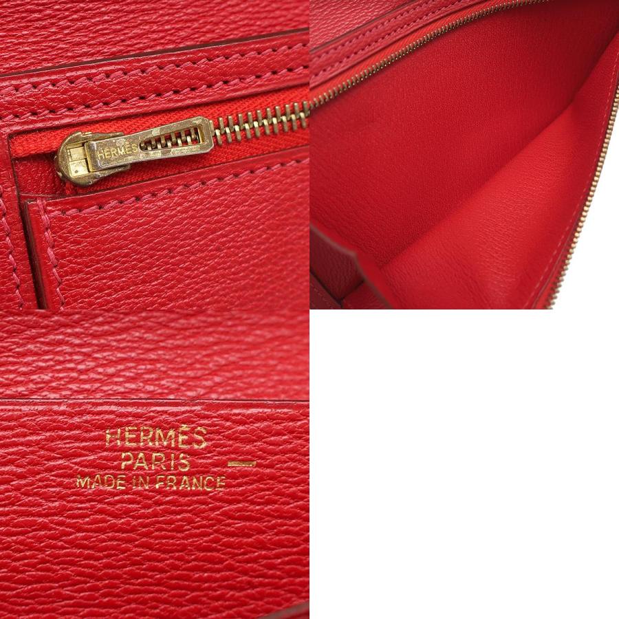 エルメス 長財布 ベアンクラシック リザード レッド ルージュヴィフ 赤 二つ折り財布 □G刻印の画像