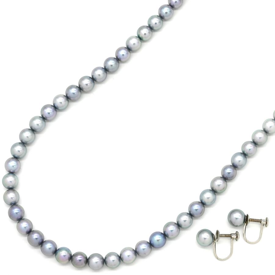 TASAKI ネックレス あこやパール イヤリング セット グレー