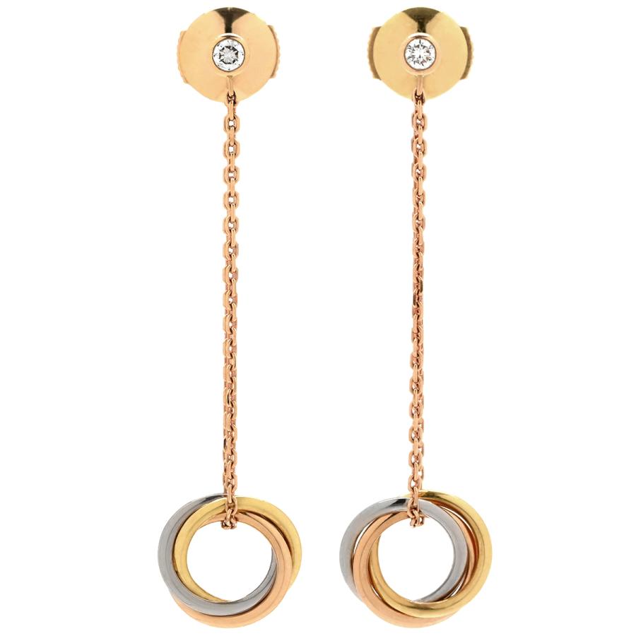TRINITY（Cartier） カルティエ ピアス トリニティ 1Pダイヤ マルチ