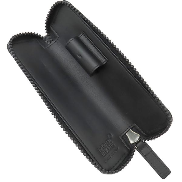 モンブラン MONTBLANC ペンケース ラウンドジップ レザー 黒 3本差し