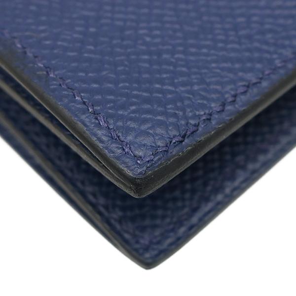 エルメス HERMES 二つ折り財布 ベアンミニ ヴォーエプソン ブルーネイビー シルバー金具 紺 コンパクト K刻印(2025年製) 【箱】【中古】 HERMES（エルメス） 二つ折り財布 ベアン ベアンミニ ヴォーエプソン