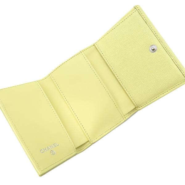 CHANEL 三つ折り財布 イエロー マトラッセ マトラッセ シャネル 三つ折り財布 フィッシュ スモール ウォレット