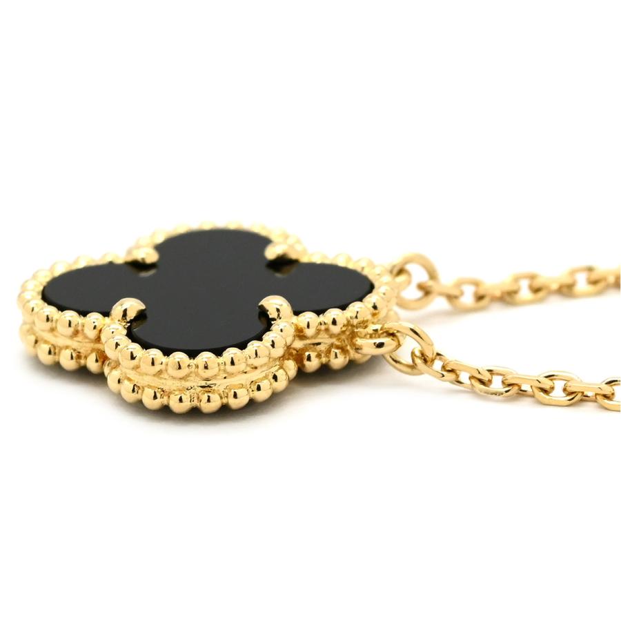 ✨限定・特別価格✨AU750【18K】クローバー型ペンダント【黒メノウ】 アルハンブラ ヴァンクリーフアーペル ネックレス ヴィンテージ