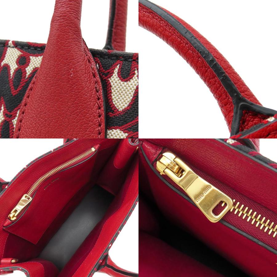 miu miu（ミュウミュウ） 2WAYバッグ 2WAY トート キャンバス レッド