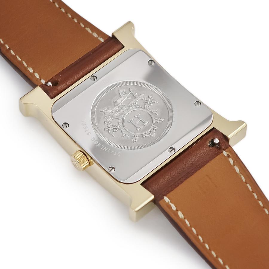 HERMES エルメス ウォッチ Hウォッチ 時計 HH1.801 腕時計_x000D_
 GP GP/革 ホワイト クオーツ ホワイト文字盤 メンズ【中古】432 HERMES（エルメス） 【3年保証】 Hウォッチ TGM HH1.801 H型 スクエア