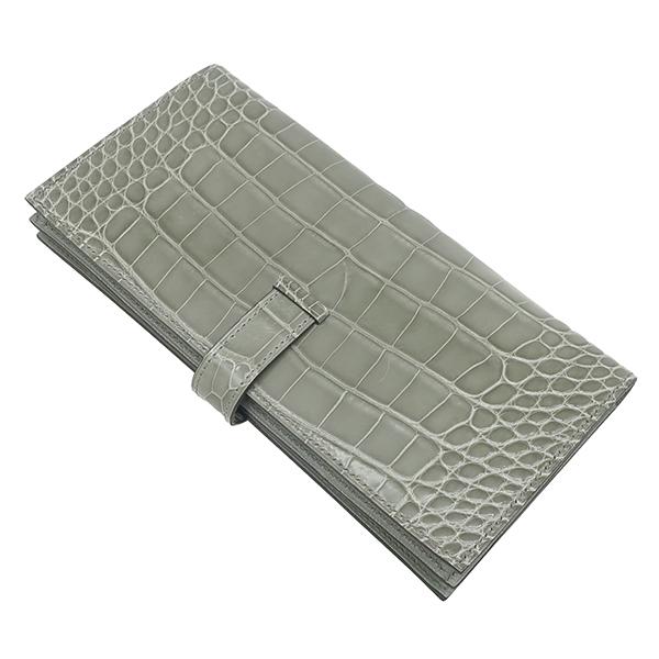 HERMES（エルメス） 長財布 ベアン ベアンスフレ アリゲーター グレー