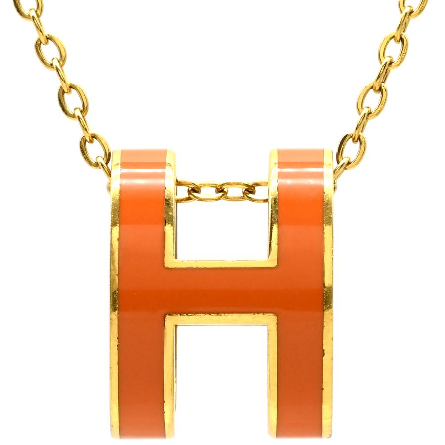 HERMES ポップアッシュH ネックレス　オレンジ×ゴールド HERMES（エルメス） ネックレス ポップアッシュ ポップアッシュ