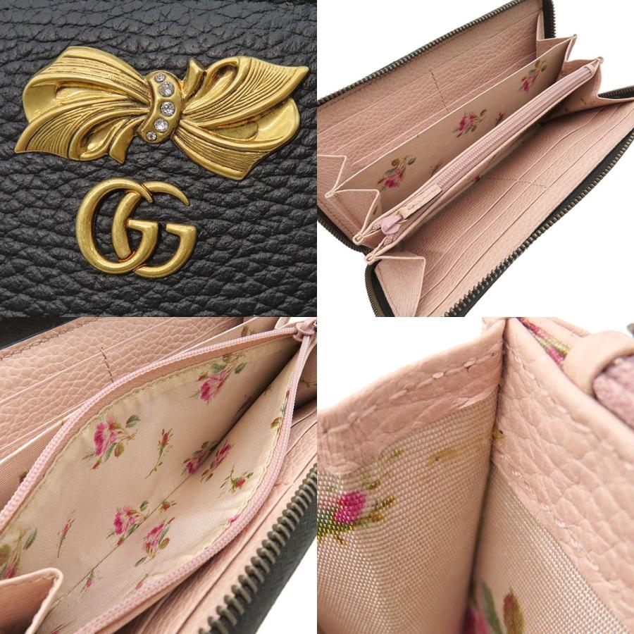 GG グッチ 長財布 GGマーモント ボウ ジップアラウンド ウォレット