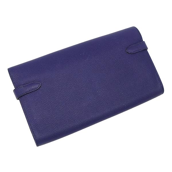 エルメス HERMES 長財布 ケリーウォレット ヴェルソ ヴォーエプソン ブルーアンクル×ブルーゼリージュ シルバー金具 紺 青 C【中古】 HERMES（エルメス） 長財布 ケリーウォレット ケリーウォレット