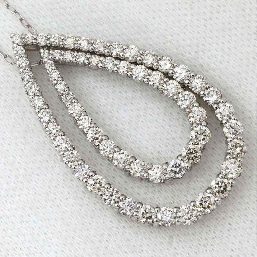 ネックレス ダイヤ 2.00ct シルバー プラチナシルバー Pt900×Pt850 2連 