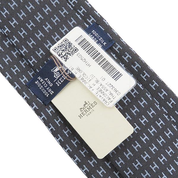 エルメス Herms ネクタイ クラバット 7cm ファソネ H シルク タラサXブルー 紺 青 総柄 H織り バイカラー H柄 新品 未使用 H36322T 01 【箱】【中古】 HERMES（エルメス） ネクタイ クラバット 7cm ファソネ H シルク