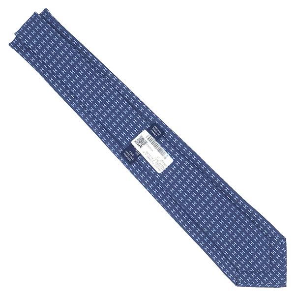 HERMÈS ファソネ H柄 シルクネクタイ ブルーパール ソリッド HERMÈS ファソネ H柄 シルクネクタイ ブルーパール ソリッド HERMES