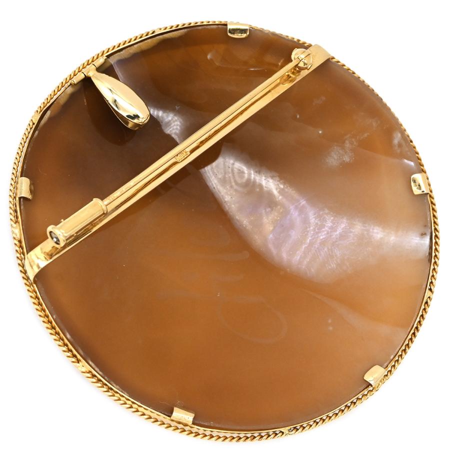 ブローチ カメオ ホワイト ホワイト×イエローゴールド K18 YG Au750