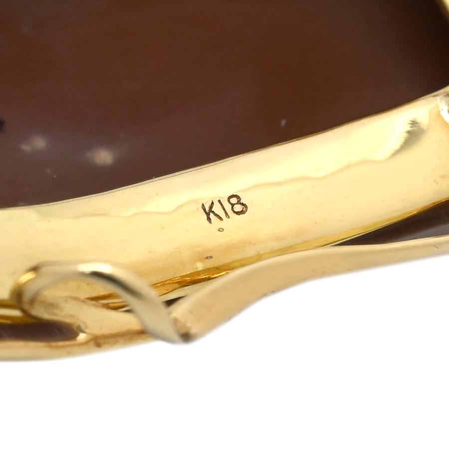 ブローチ カメオ ホワイト ホワイト×イエローゴールド K18 YG Au750