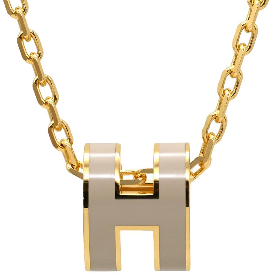 エルメス ネックレス ポップアッシュ ポップアッシュ ミニ ペンダント GP ベージュ マロングラッセ×ゴールド Hモチーフ 新品 未使用