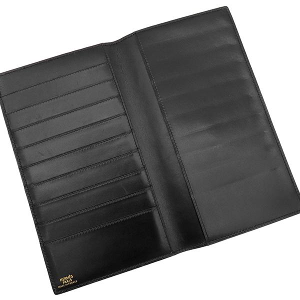 エルメス HERMES 長財布 ロングウォレット ボックスカーフ ブラック 黒 2つ折り 札入れ カード入れ【中古】 HERMES（エルメス） 長財布 ロングウォレット ボックスカーフ ブラック