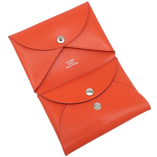 エルメス カードケース カルヴィ カルヴィ デュオ レザー レッド カプシーヌ 新品 未使用 フラグメントケース 2025年製 Kの画像