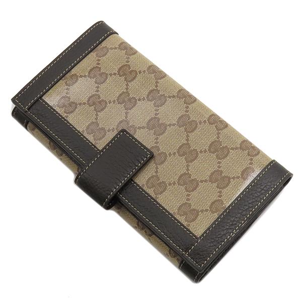 GUCCI グッチ GGクリスタル Wホック 長財布 ブラウン GUCCI（グッチ） 長財布 GGクリスタル Wホック ロングウォレット PVC