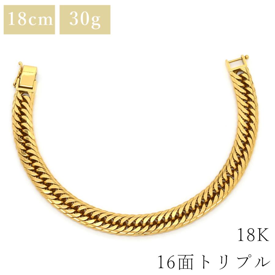 喜平 ブレスレット K18 18金 18.1cm 30.3g 16面トリプル K18YG