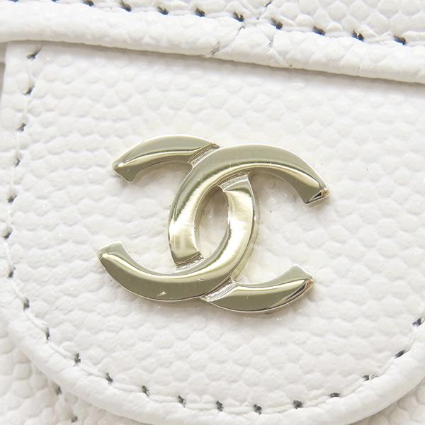 CHANEL キャビアスキン ココマーク ラウンドファスナー 長財布 ホワイト マトラッセ シャネル 長財布 ロング フラップ ウォレット キャビア