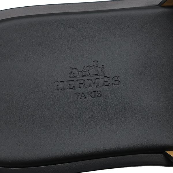エルメス サンダル イズミール カーフ ブラック ブラック #43 新品 未使用 フラットサンダル ローエッジ H041141Zの画像