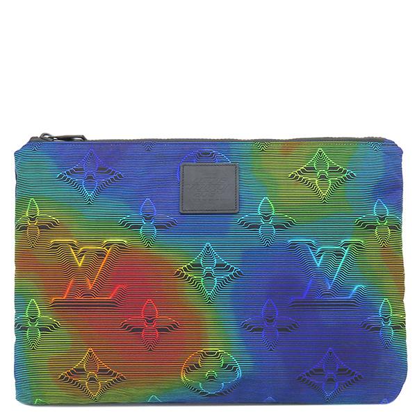 ルイヴィトン Louis Vuitton セカンドバッグ ポシェット リバーシブル ナイロン レザー ブラック系×レインボー マットブラック金具 クラッチ ポーチ M68777 FH4149【中古】 LOUIS VUITTON（ルイ・ヴィトン） セカンドバッグ ポシェット