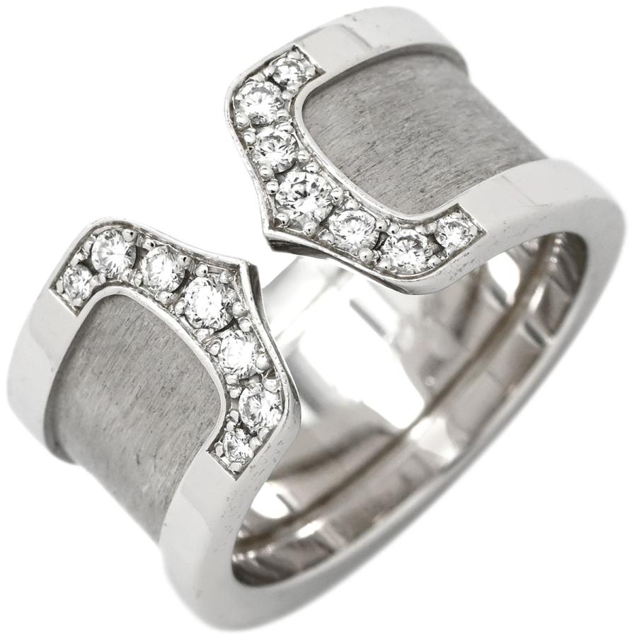 Cartier カルティエ リング 750 K18 2C 51サイズ ダイヤ C DE CARTIER カルティエ リング 指輪 C2リング シルバー ホワイト