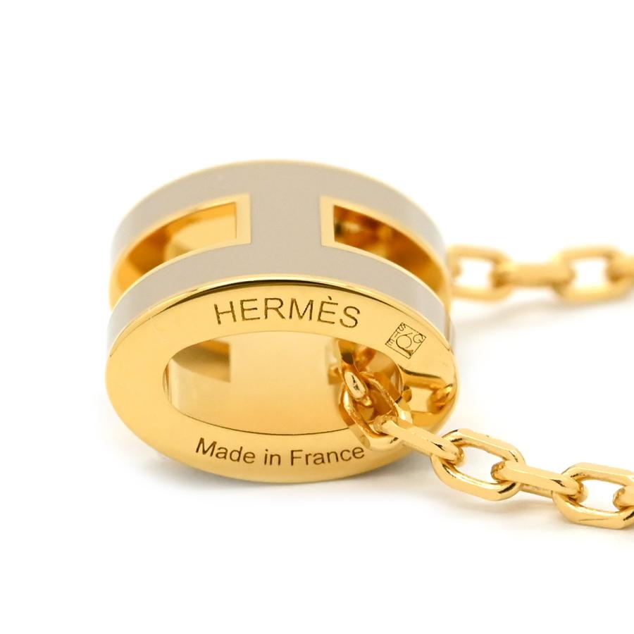 エルメス ネックレス ポップアッシュ ポップアッシュ ミニ ペンダント GP ベージュ マロングラッセ×ゴールド Hモチーフ 新品 未使用の画像