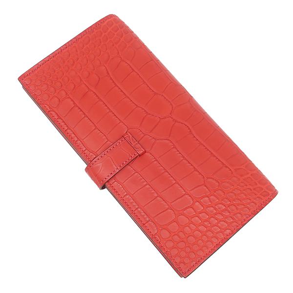 HERMES（エルメス） 長財布 ベアン ベアンスフレ アリゲーター レッド