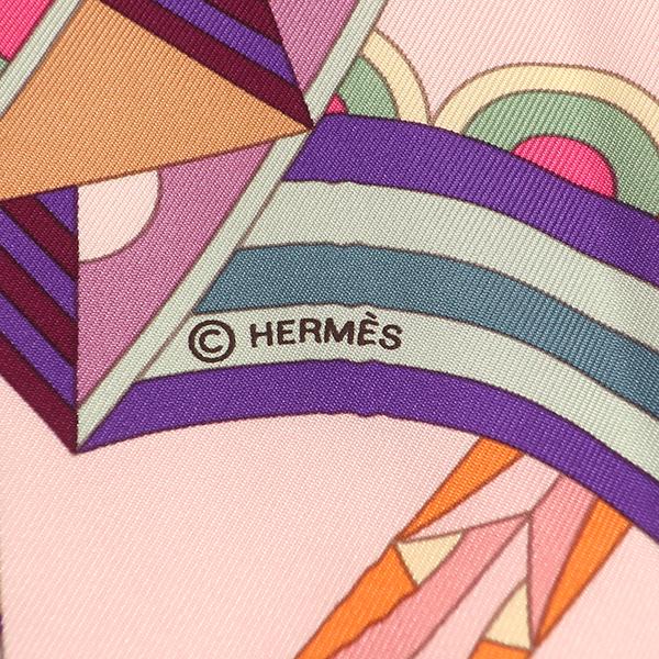 HERMES エルメス 時の仕掛け スカーフ カレ 90 ピンク　マルチカラー HERMES（エルメス） スカーフ カレ カレ90 シルク ピンク ピンク