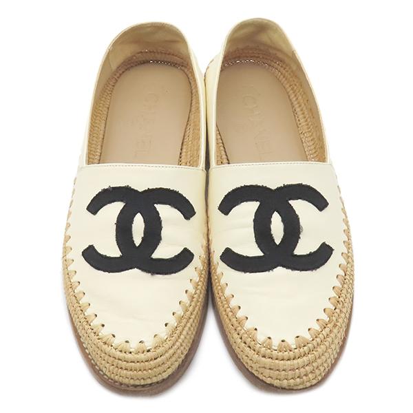 CHANEL（シャネル） 靴 ココマーク エスパドリーユ レザー ホワイト