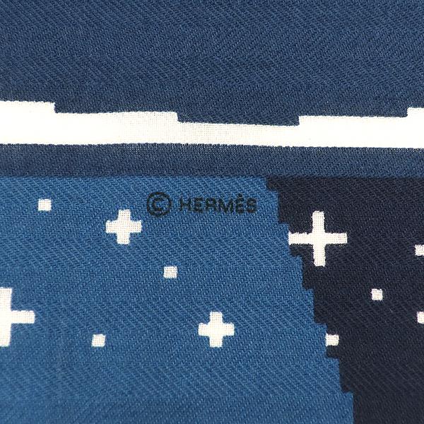 HERMES（エルメス） スカーフ カレ カレH 100 カシミヤ ブルー 青 紺