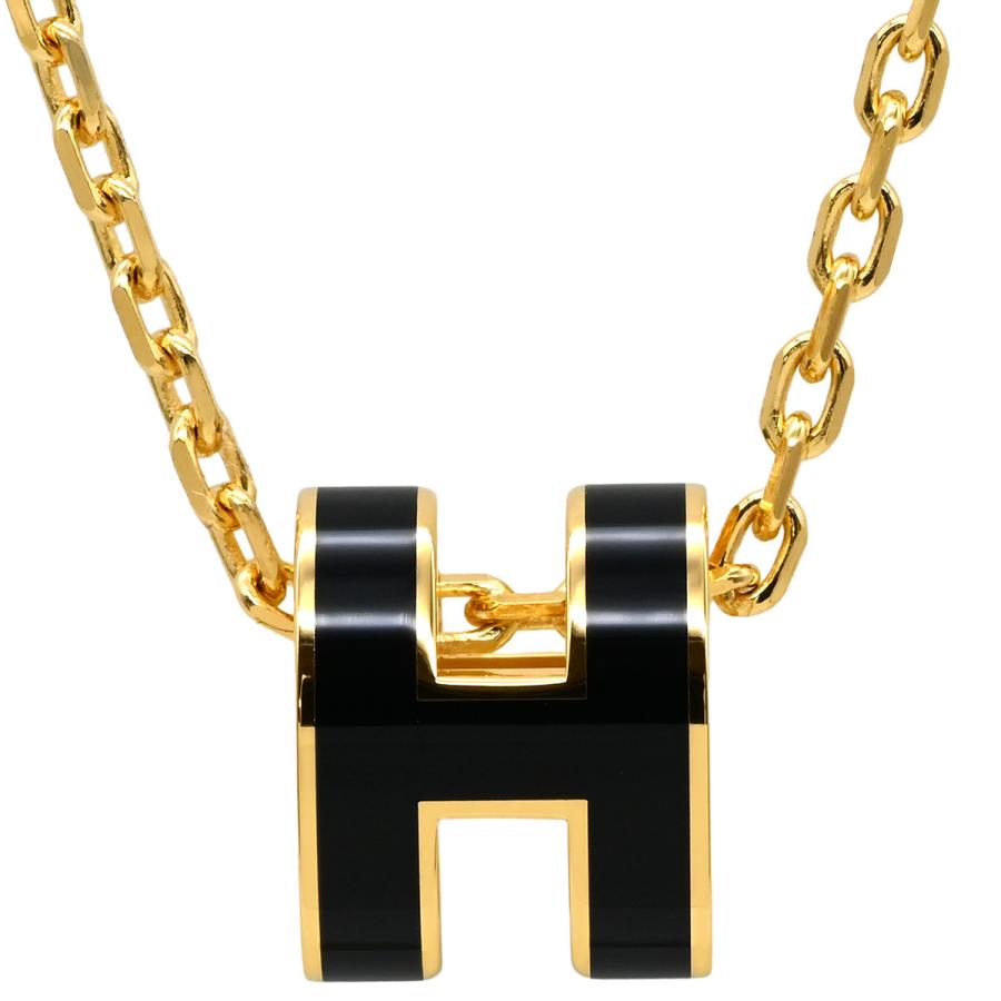 HERMES エルメス ポップアッシュ ネックレス ブラック×GP HERMES（エルメス） ネックレス ポップアッシュ ポップアッシュ ミニ