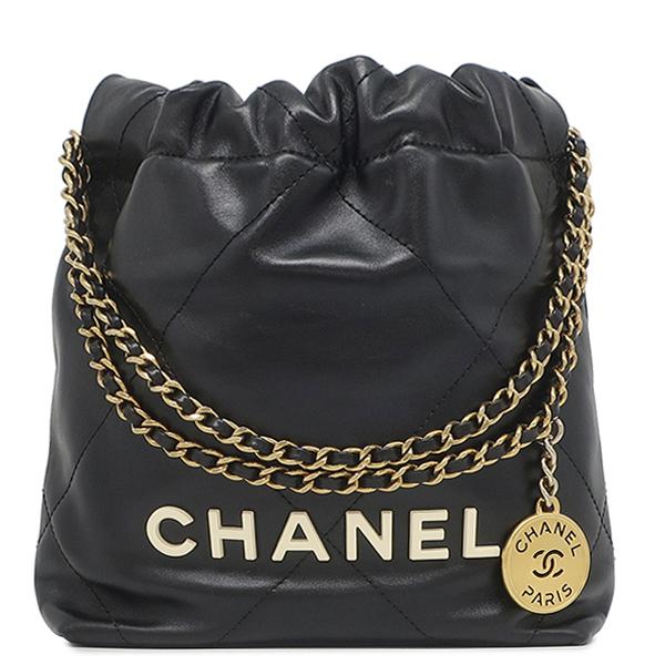 シャネル 2WAYバッグ CHANEL 22 CHANEL 22 ミニ ハンドバッグ レザー ブラック ブラック AS3980 ランダムシリアル