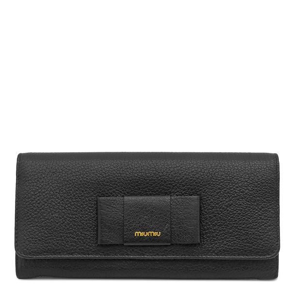 MIU MIU 長財布 ブラック リボン miu miu（ミュウミュウ） 長財布 リボンモチーフ ロングウォレット