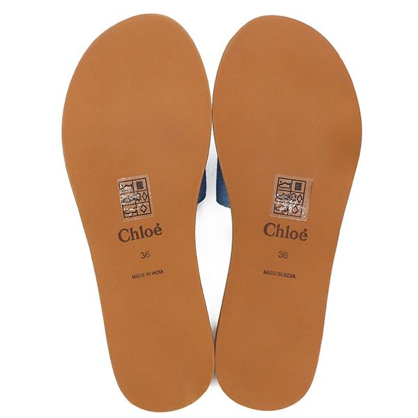 クロエ サンダル ウッディ ブルー #36 新品 未使用 ロゴ