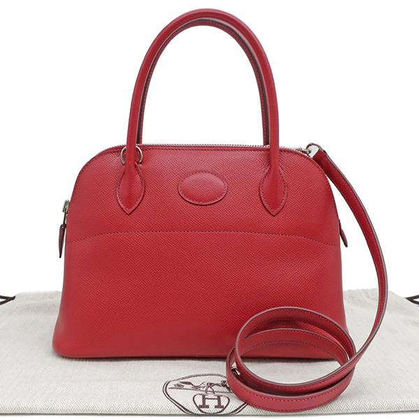 美品 HERMES ボリード 27 エプソン レッド ボリード エルメス 2WAYバッグ ボリード27 レッド ヴォーエプソン □L