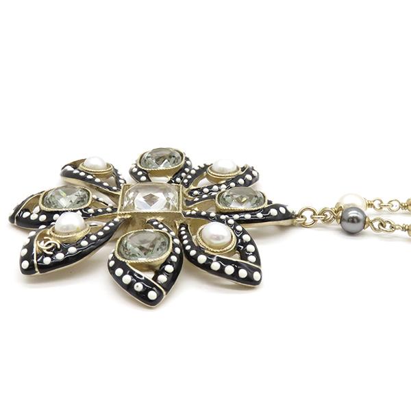 CHANEL黒い花形ネックレス CHANEL シャネル ネックレス フラワー ビジュー ココマーク