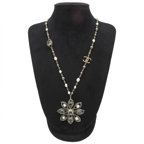 CHANELシャネルネックレス CHANEL シャネル ネックレス フラワー ビジュー ココマーク