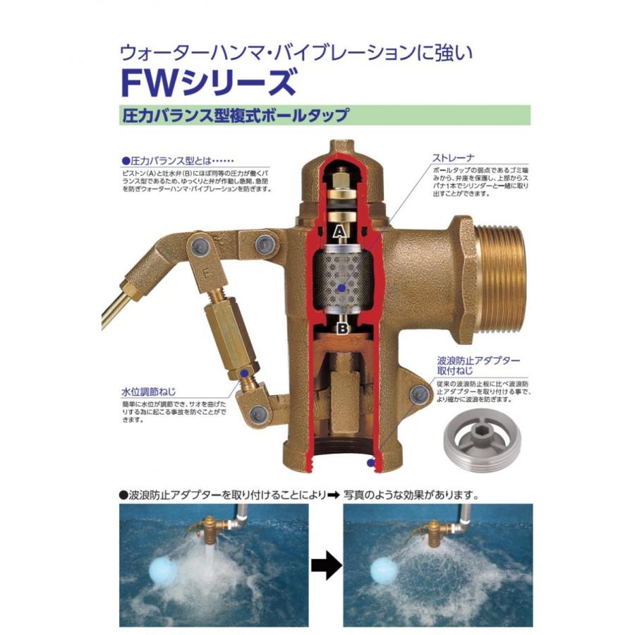 【在庫あり 即納】 兼工業 FW20N 圧力バランス型 複式ボールタップ （ポリ玉） :k-fw20n:IBELL アイベル - 通販
