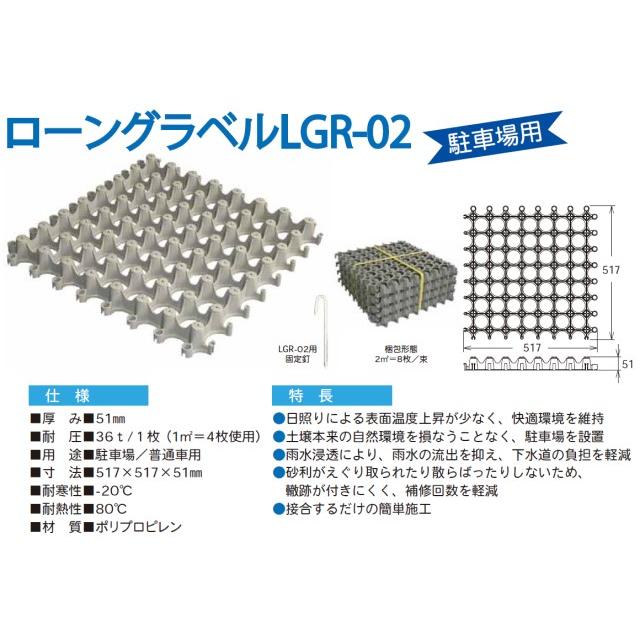 砂利舗装材 砂利保護材（マット 517X517X51mm 8枚) （固定用Jピン 8