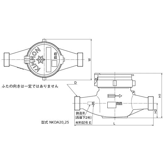 【国家検定合格品】 アズビル金門（金門製作所）　２５ｍｍ　一般水道メーター　NKDL25  (乾式デジタル表示　パッキン２枚付　ＪＩＳ適合品）｜ibell｜02