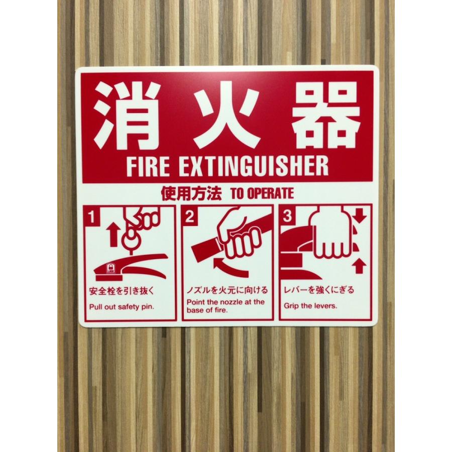 消火器 取扱い説明板 標識 （プレート 4角穴あき