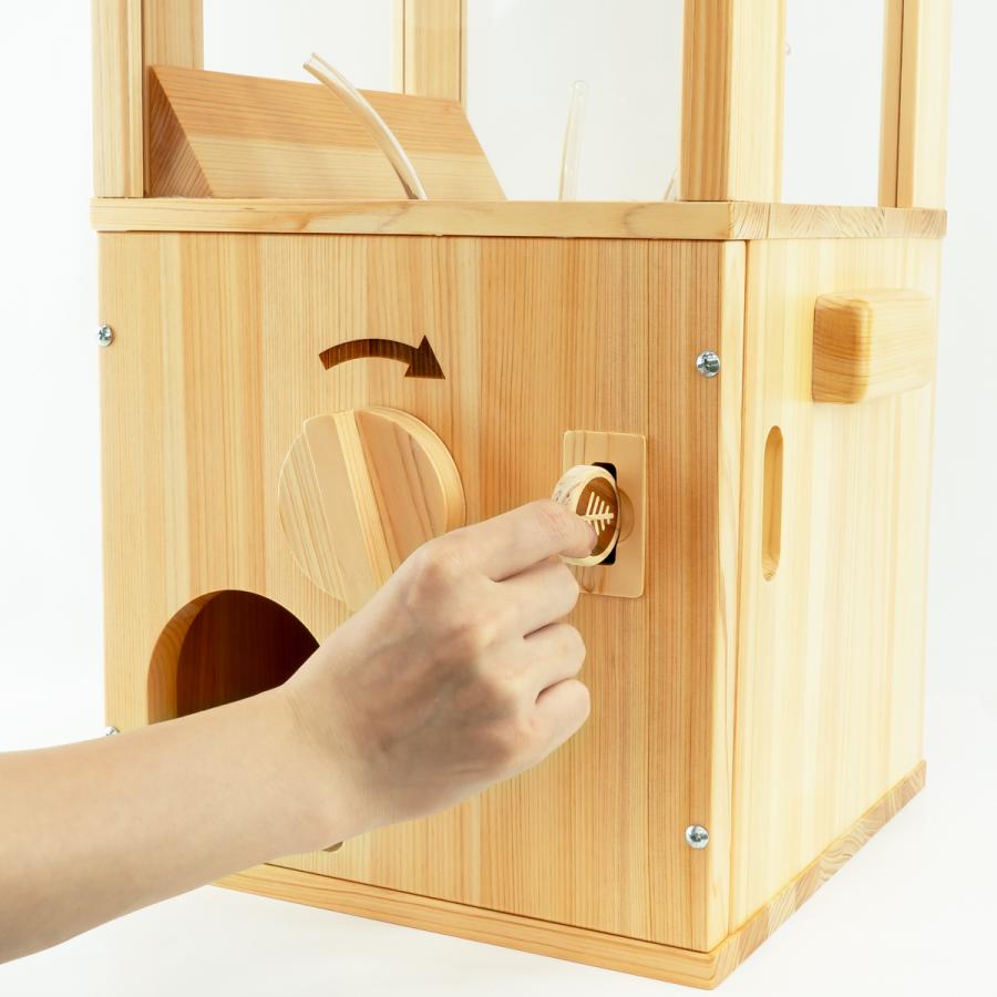 ガチャガチャ 本体 木製ガチャマシン ヒノキの木ガチャ（木のメダル30