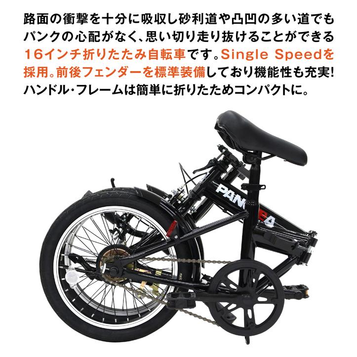 ノーパンク 折りたたみ自転車 前後泥除け標準装備 PANGAEA(パンゲア) FDB160-NP 16インチ｜ibf-shop｜05